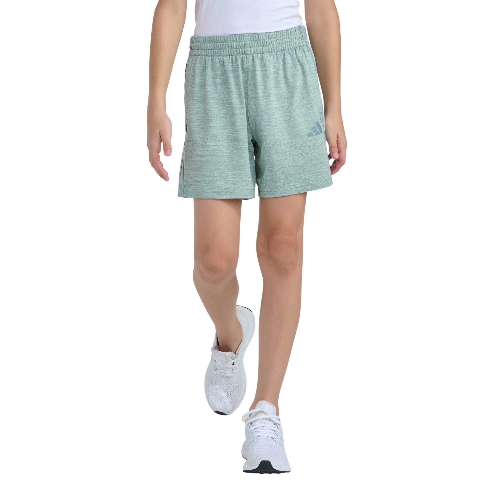 adidas Big Girls' 3-Sripes Melange Short - Green - GREEN